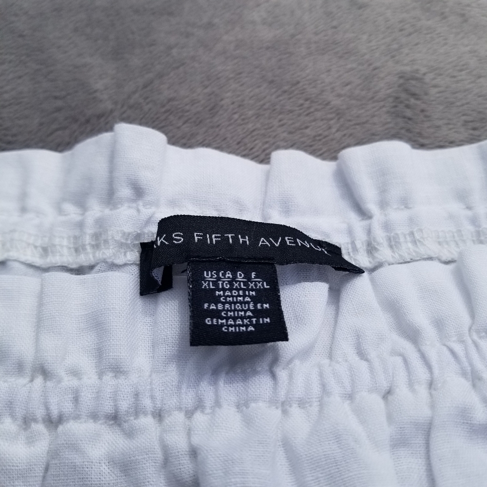 Saks Fifth Avenue Linen Shirt Women's XL White Top Blouse Cottage Beachy Summer - Picture 10 of 10